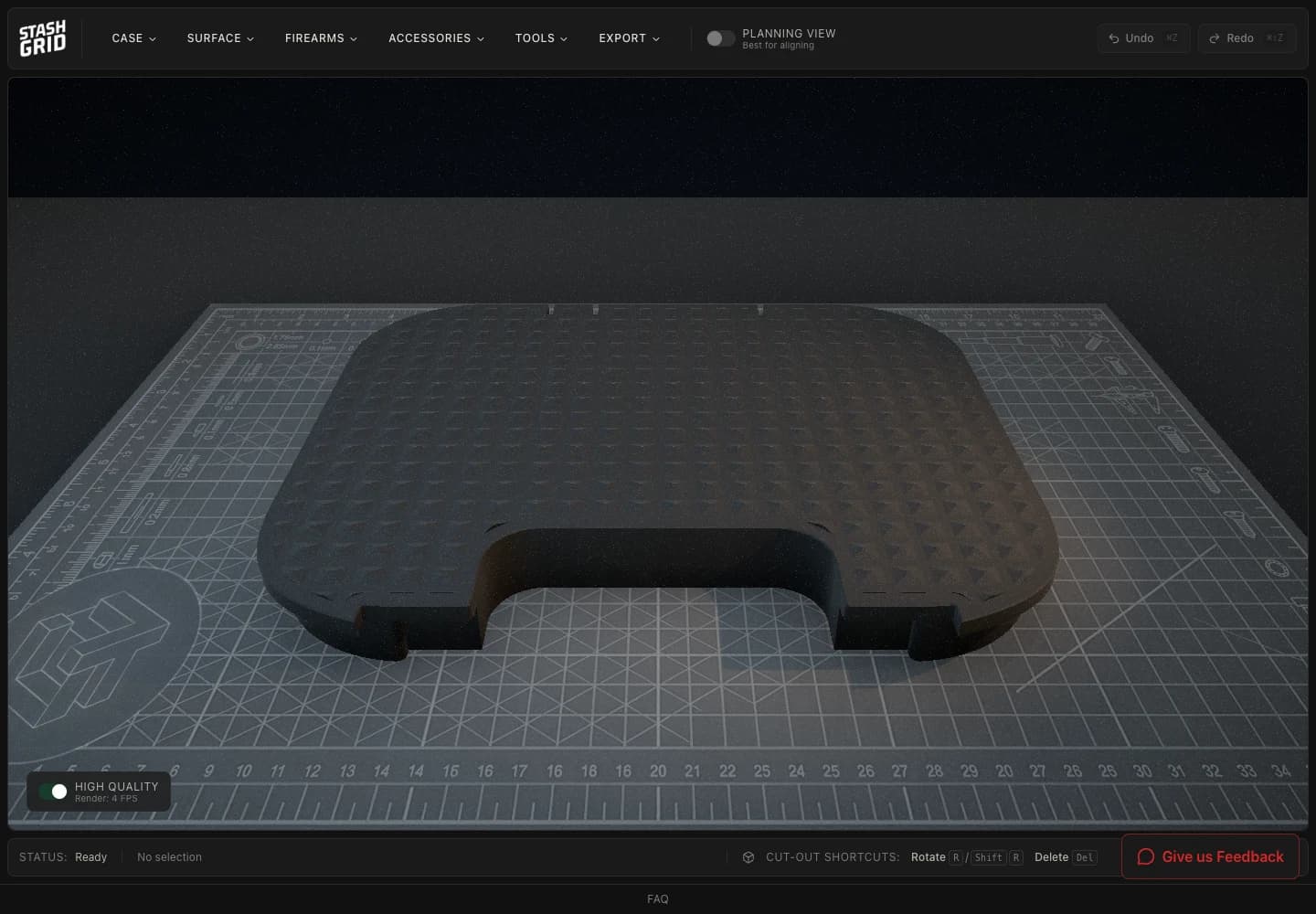 StashGrid designer showing a case insert in the browser